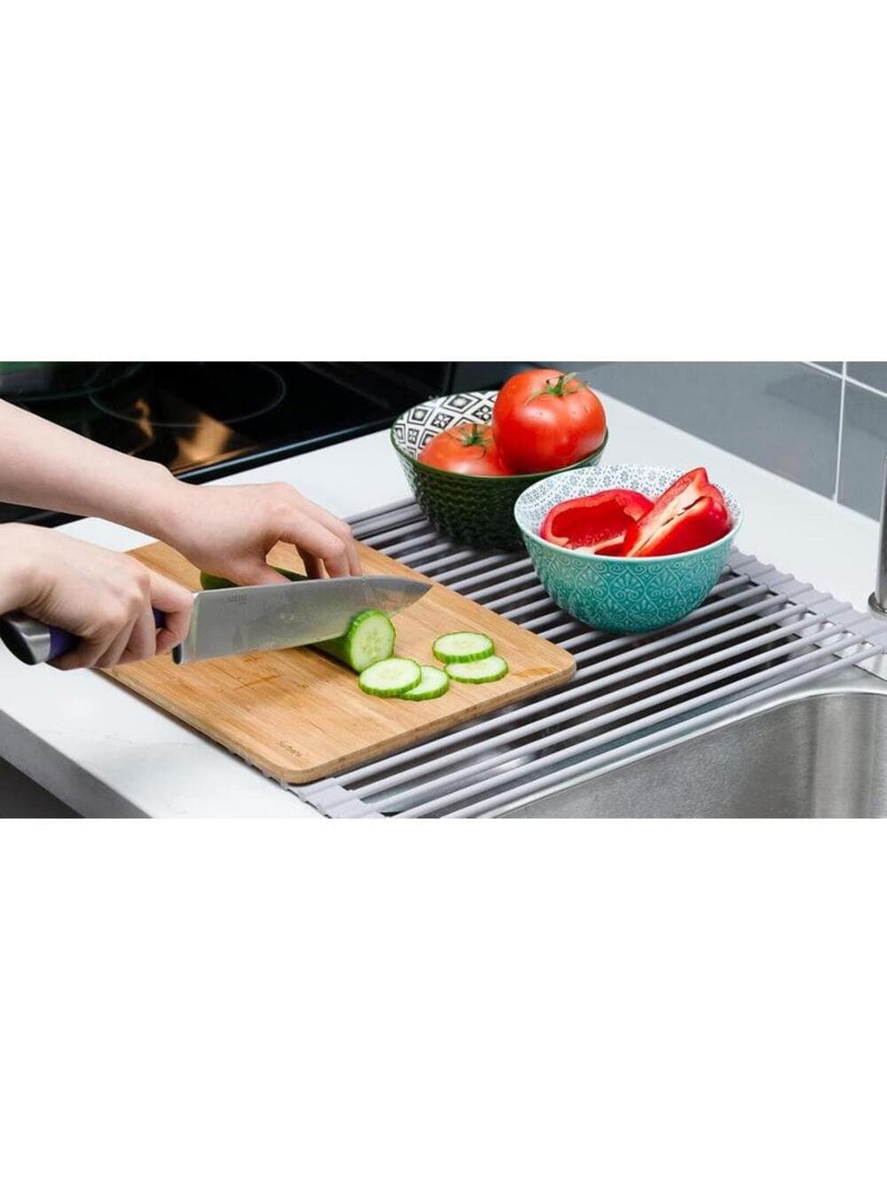 Surpahs Silicone Steel Roll-Up Dish Drying Rack 20.5 x 15.5" [COPY] - Thumbnail 4