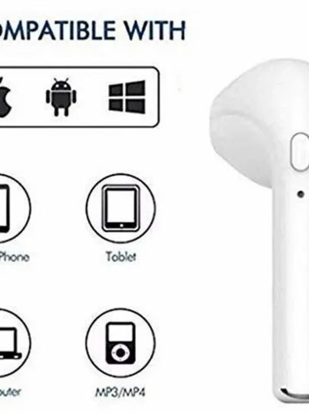i7 TWS Twins True Wireless Earbuds - White - Thumbnail 3