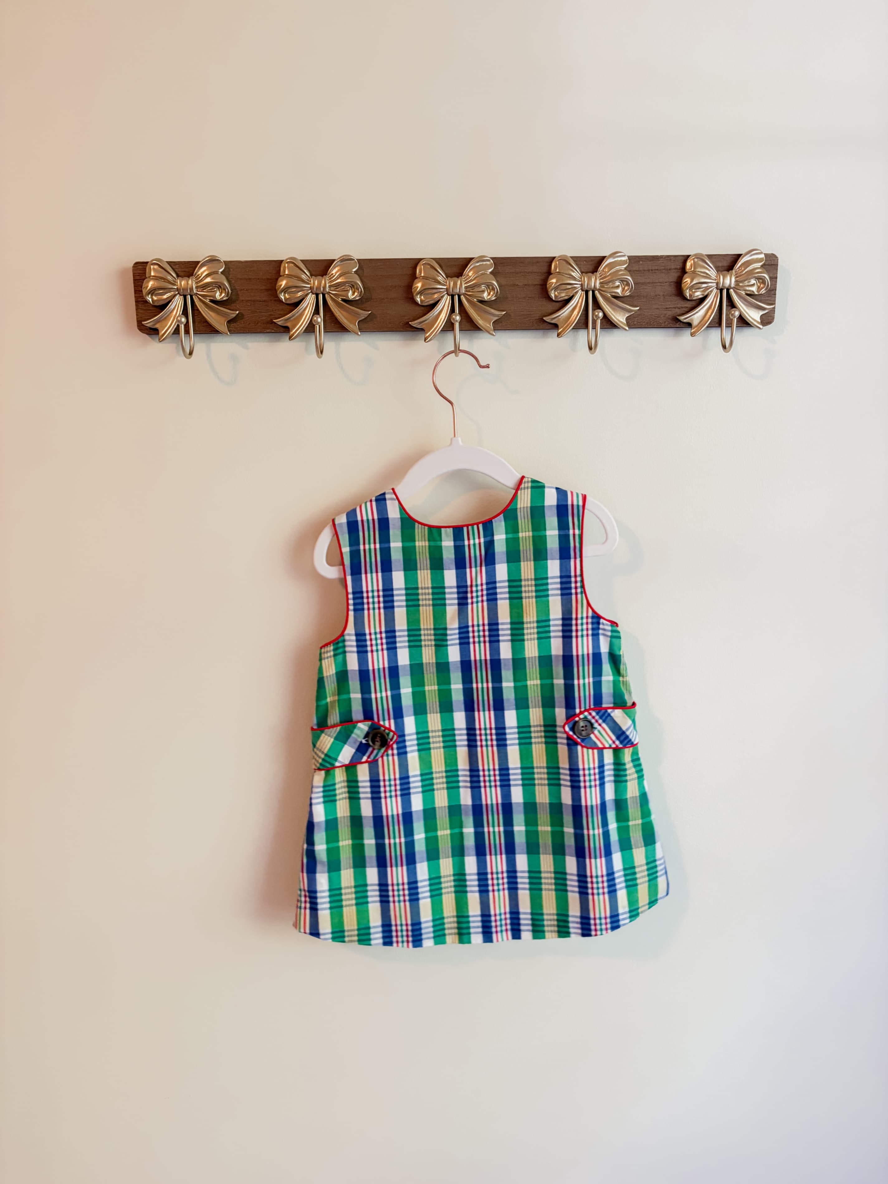 The Beaufort Bonnet Company size 2T Plaid Sleeveless Toddler Dress with Button Accents - Thumbnail 2