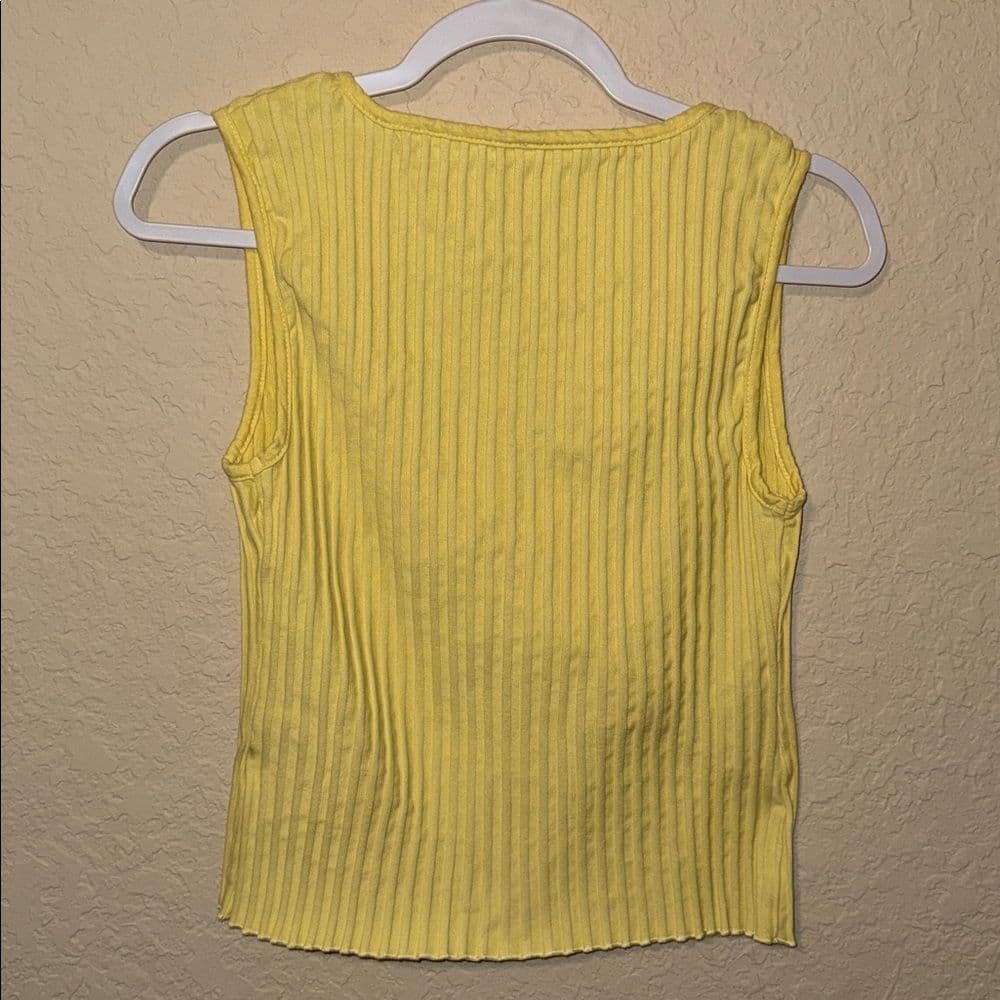 Free People Sleeveless Ribbed Button-Front Top - Yellow size medium - Thumbnail 2