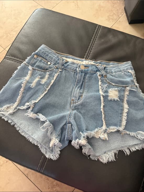 POL Light Blue Distressed Denim Cutoff Shorts - Thumbnail 4