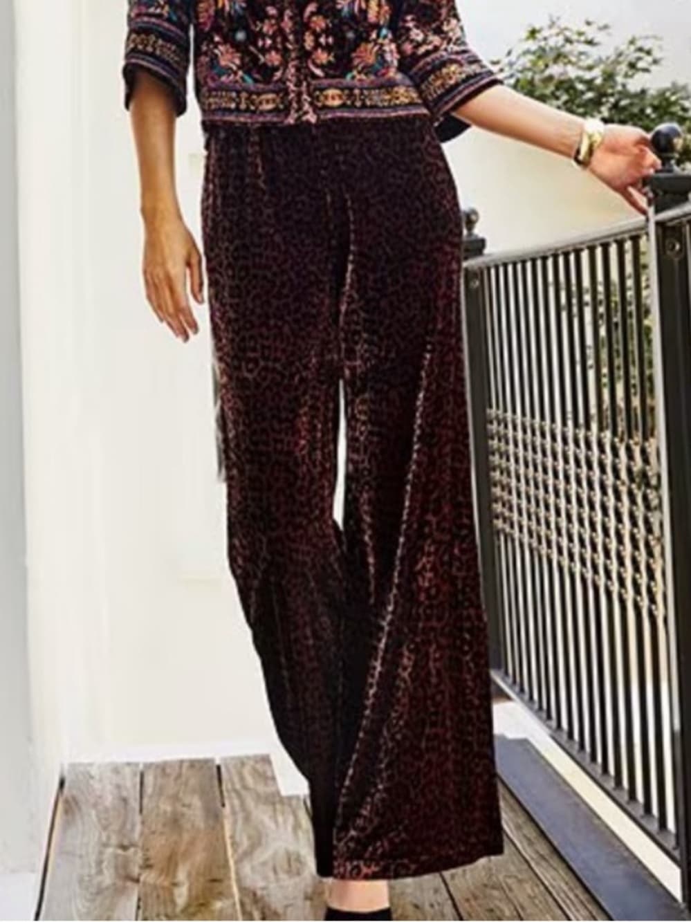 Johnny Was Brown Elastic Waist Pull-On Pants leopard print nwt large retail $298 - Thumbnail 7