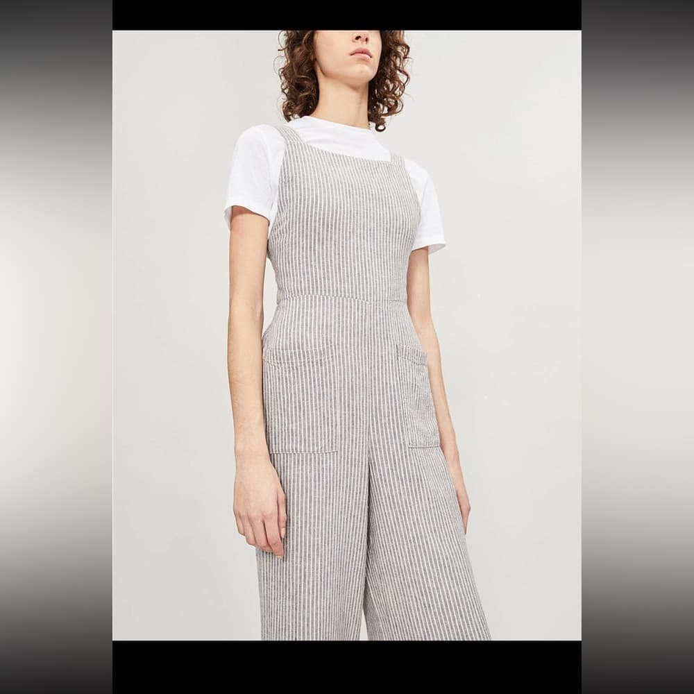 Free People Navy and White Striped Jumpsuit overalls 0 - Thumbnail 5