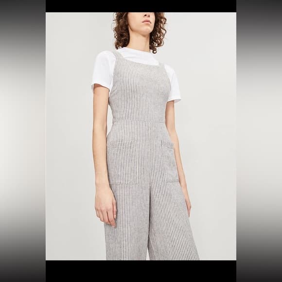 Free People Navy and White Striped Jumpsuit overalls 0 - Thumbnail 6