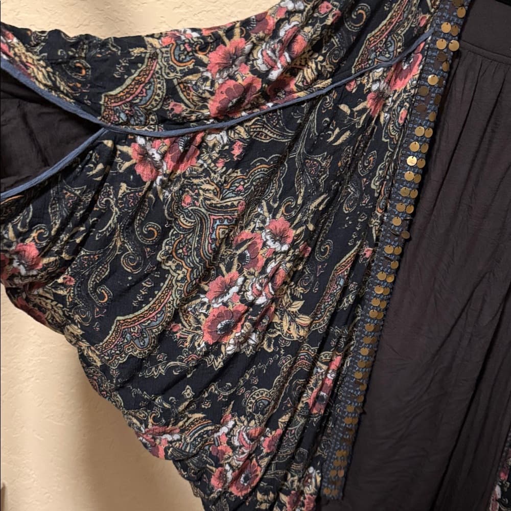 Free People Floral Cardigan with Gold Accents - Thumbnail 3