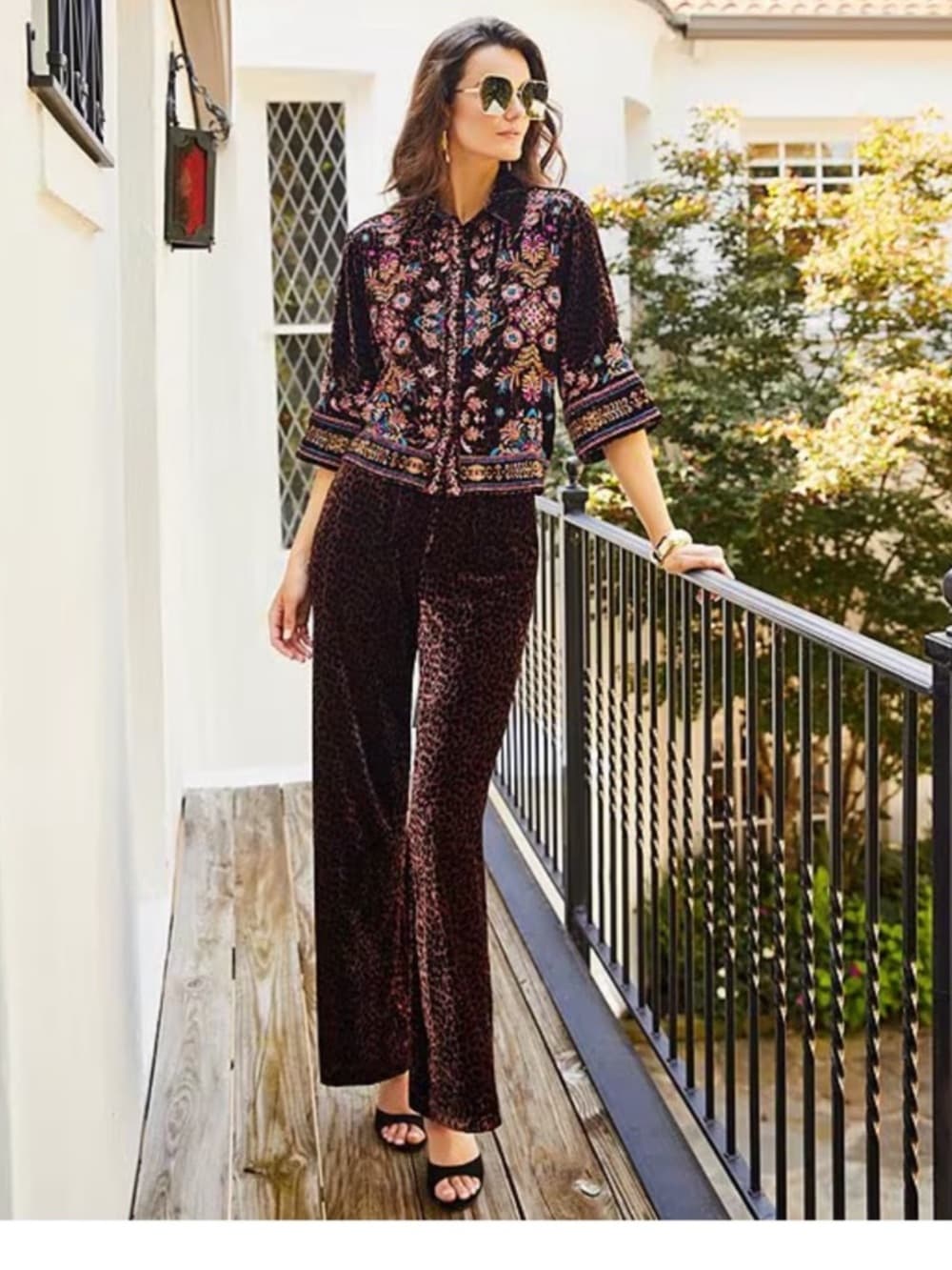 Johnny Was Brown Elastic Waist Pull-On Pants leopard print nwt large retail $298 - Thumbnail 4