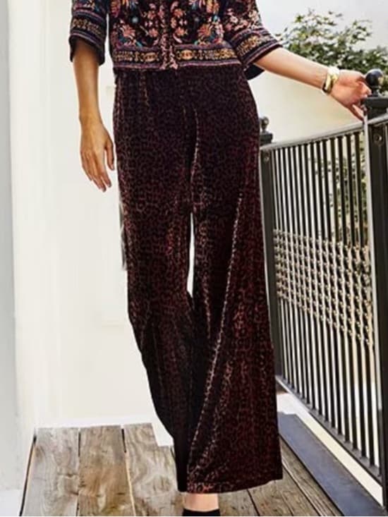 Johnny Was Brown Elastic Waist Pull-On Pants leopard print nwt large retail $298 - Thumbnail 8