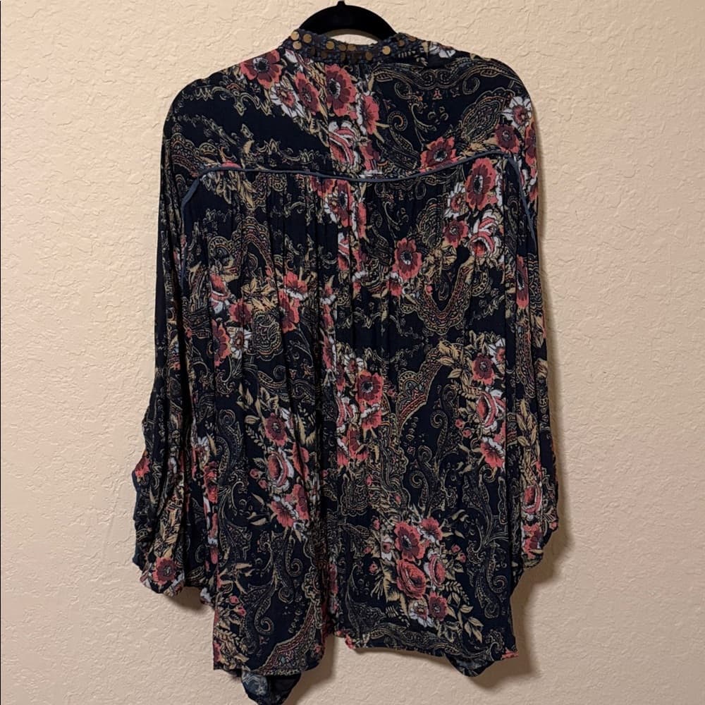 Free People Floral Cardigan with Gold Accents - Thumbnail 2