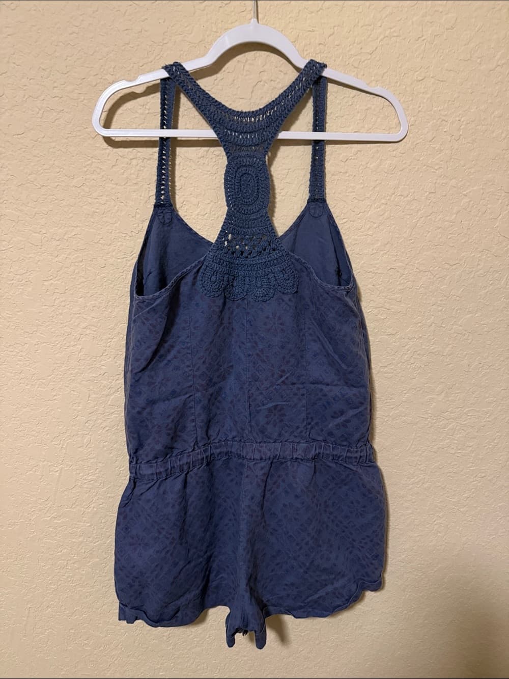 Free People Navy Crochet-Back Romper - Thumbnail 2