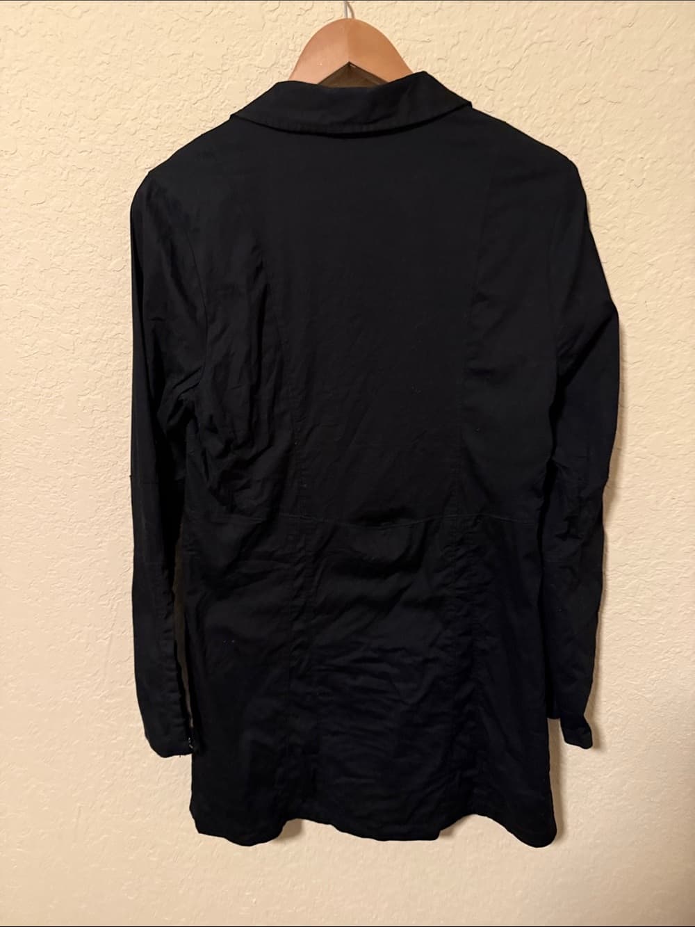 Free People Black Button-Front Long Sleeve Shirt Dress - Thumbnail 2