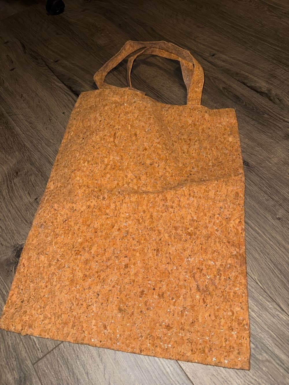 Anthropologie Cork Tote Bag - Tan with White Text