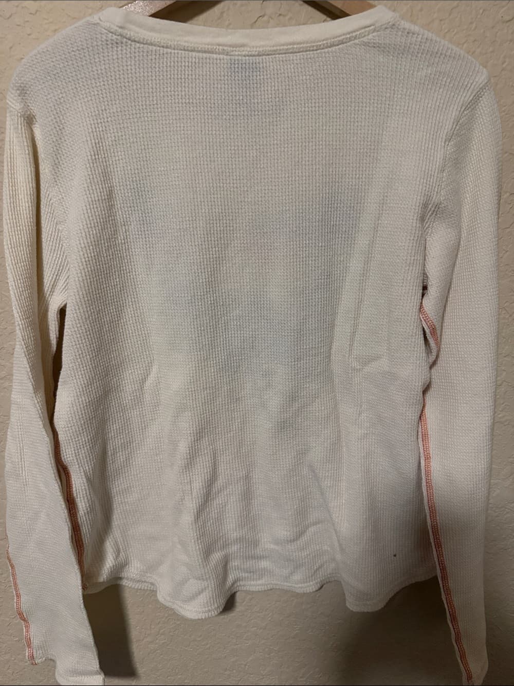 Lucky Brand Cream Long Sleeve Top with Multicolor Embroidered Butterfly xl - Thumbnail 2