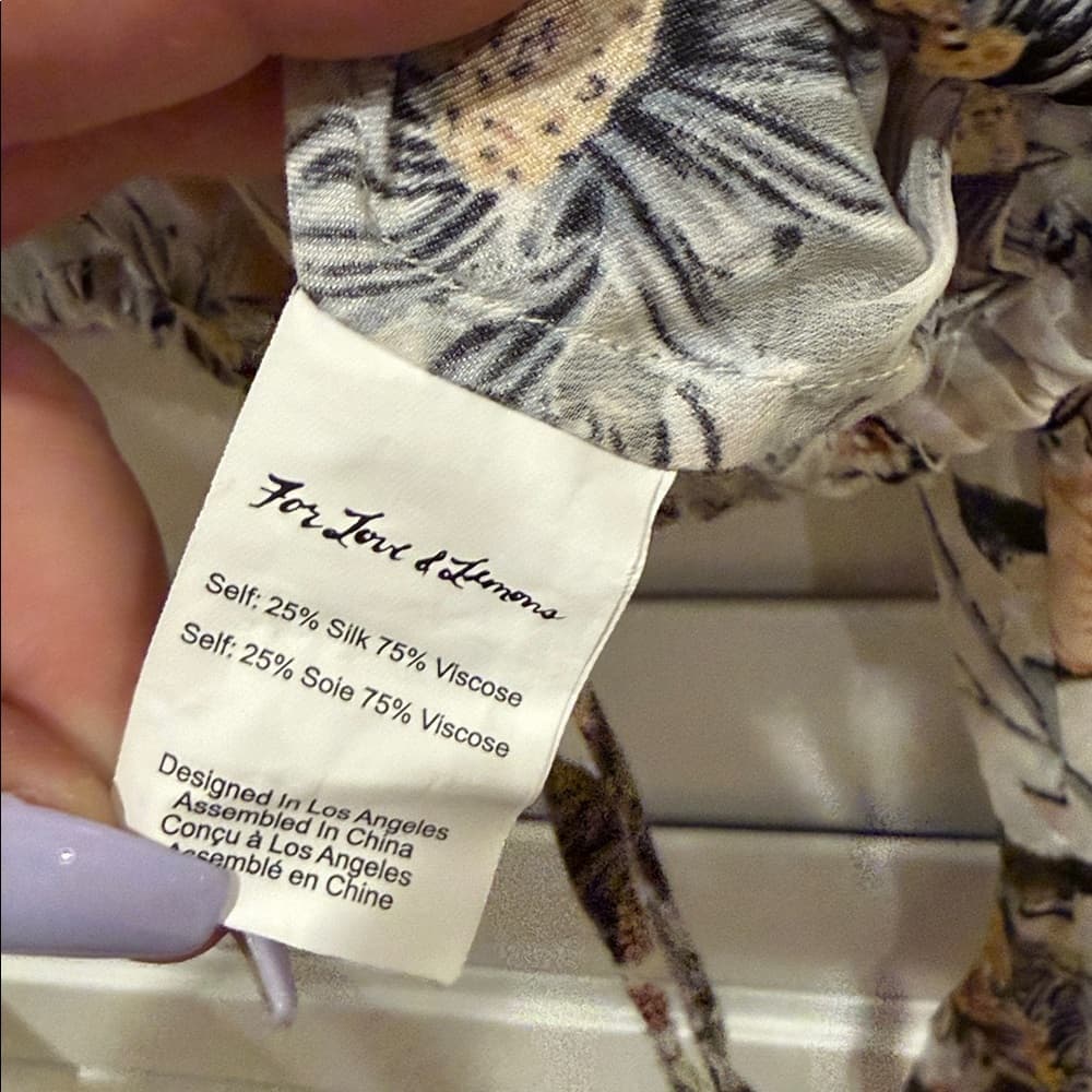For Love And Lemons Floral Ruffle Blouse - Gray and Brown - Thumbnail 2