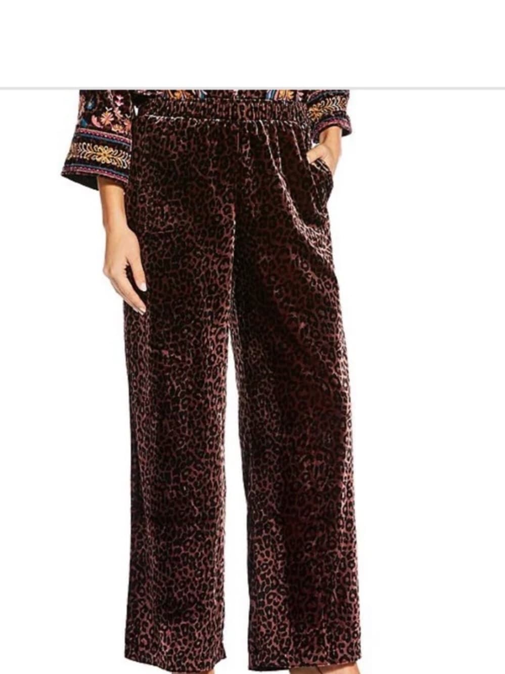 Johnny Was Brown Elastic Waist Pull-On Pants leopard print nwt large retail $298 - Thumbnail 5