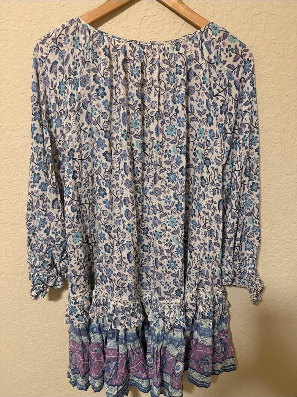Spell Dahlia Floral Tunic Dress in Blue and Purple oversized xs - Thumbnail 3