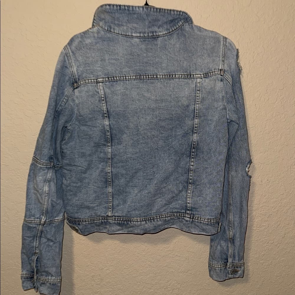 Free People Light Blue Distressed Denim Jacket - Thumbnail 9