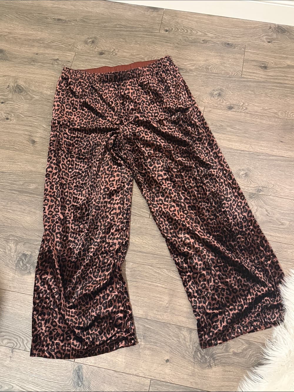 Johnny Was Brown Elastic Waist Pull-On Pants leopard print nwt large retail $298