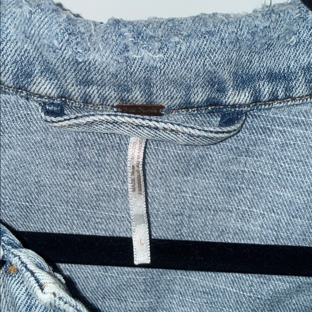 Free People Light Blue Distressed Denim Jacket - Thumbnail 5
