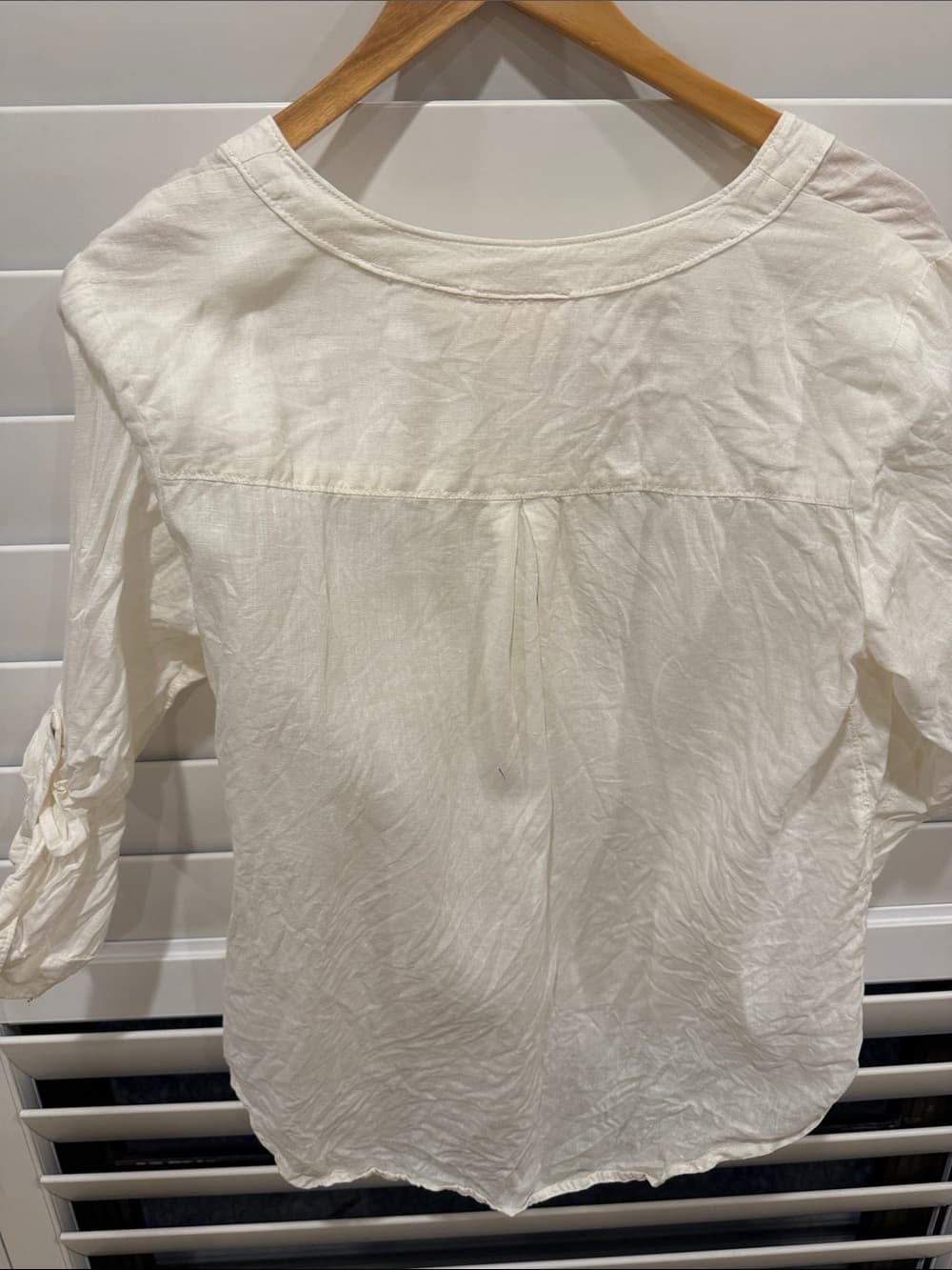 Anthropologie Off-White Lace-Up Peasant Top size 10 - Thumbnail 2
