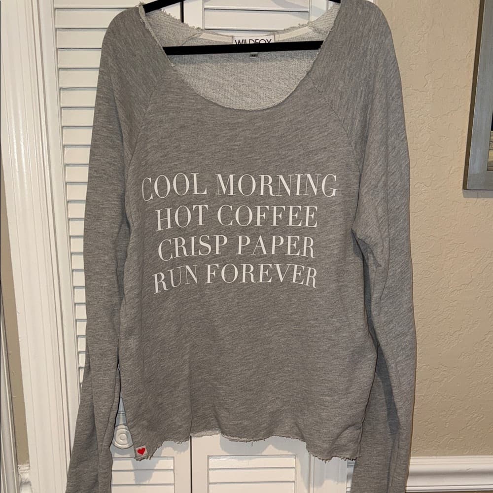 Wildfox Heather Gray Knit Top xs oversized - Thumbnail 4