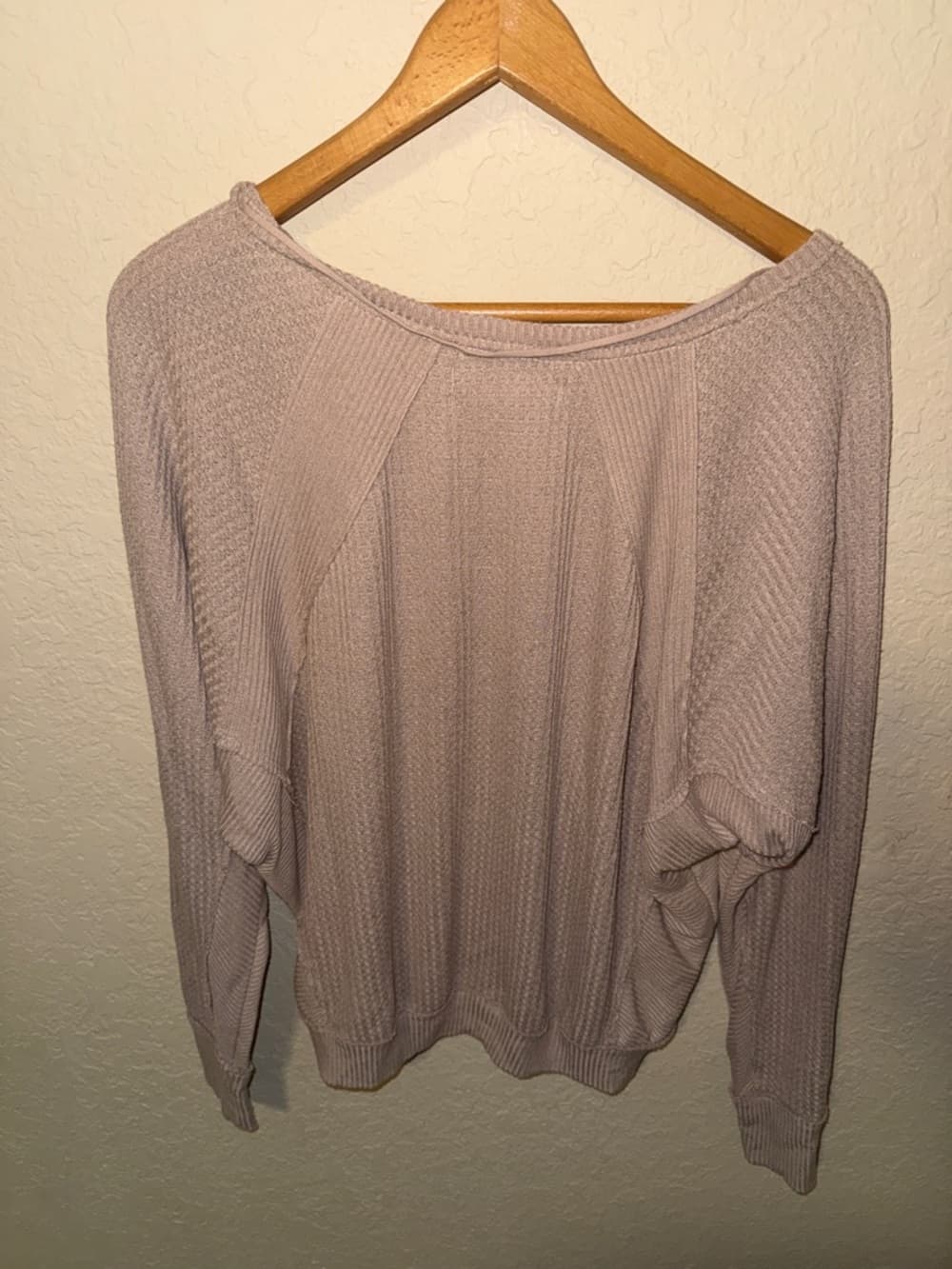 We The Free Lightweight V-Neck Waffle Top in tan xs - Thumbnail 2