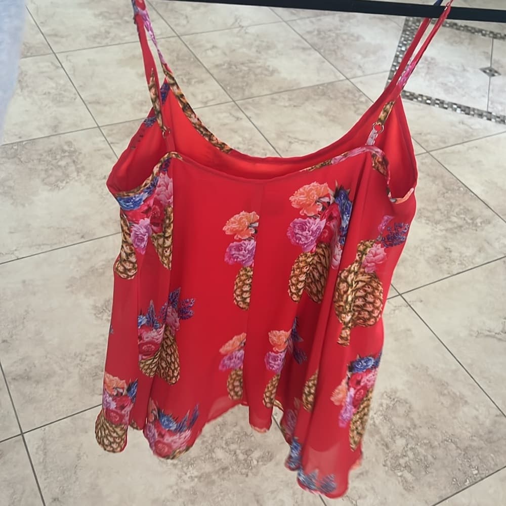 Show Me Your MuMu Red Floral Pineapple tunic xs - Thumbnail 3