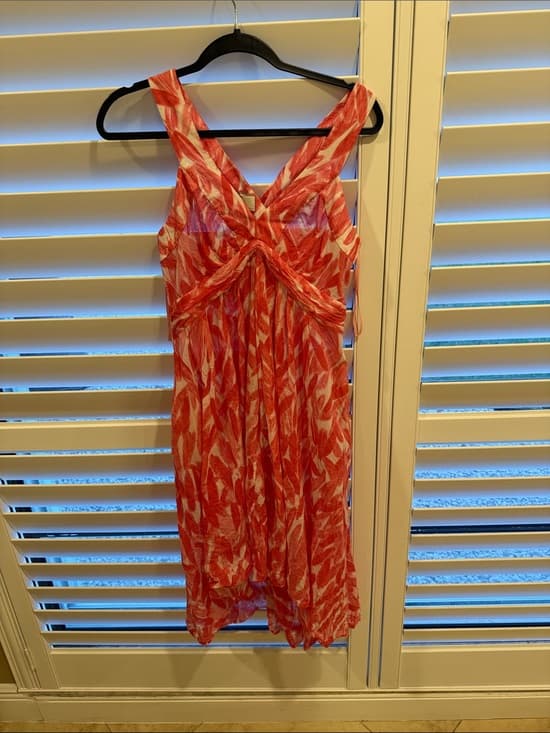 Anthropologie Sleeveless Coral & White Patterned Sundress size 10 - Thumbnail 4