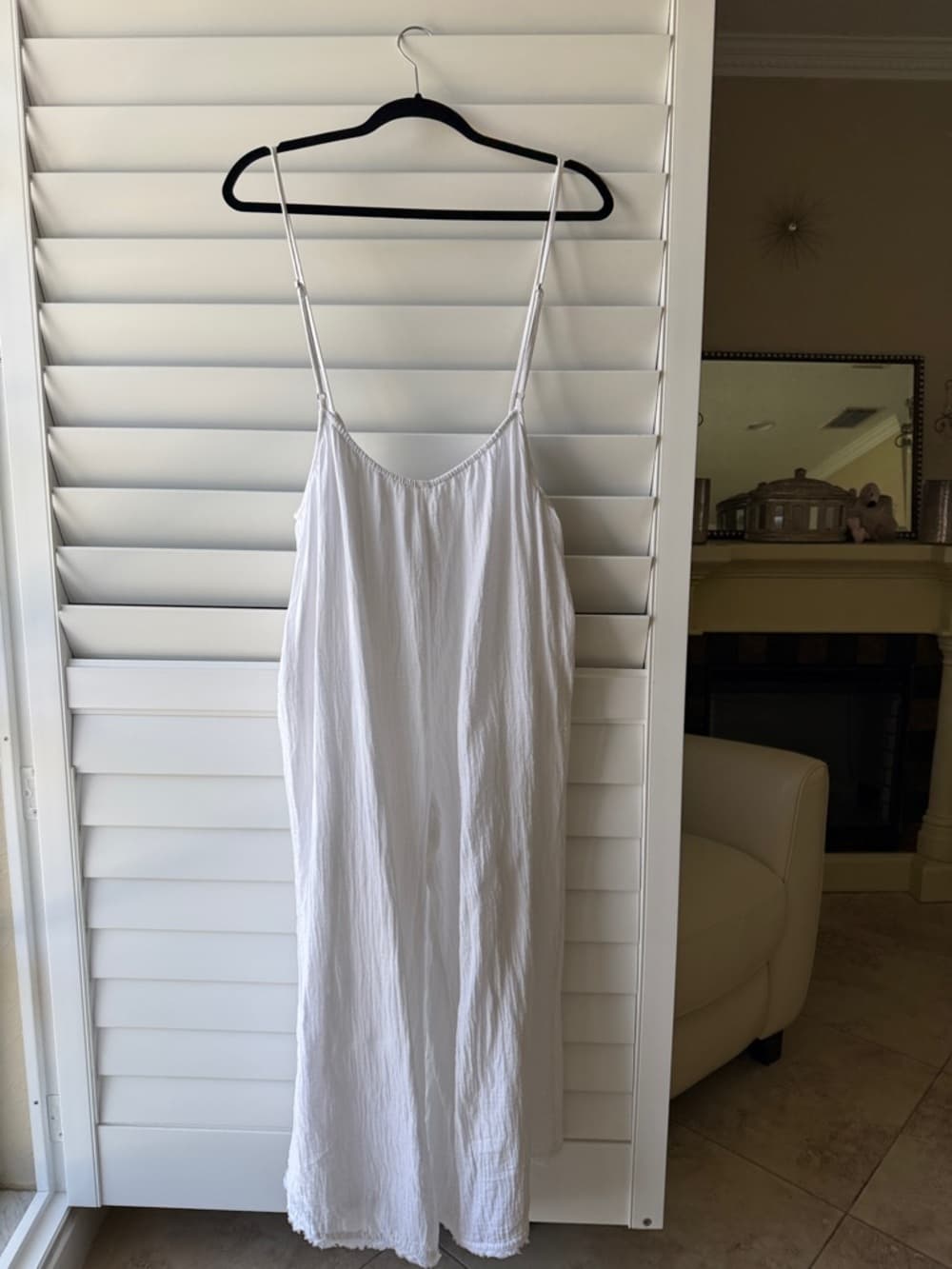 Anthropologie White Cotton Spaghetti-Strap Wide-Leg Jumpsuit - Thumbnail 2