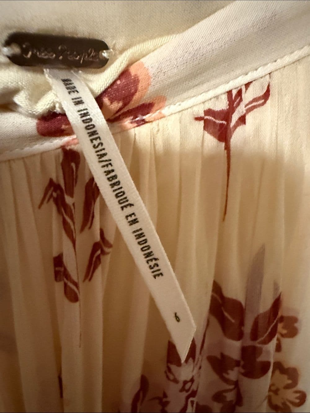 Free People Cream Floral Wide-Leg pants sheer flowy boho - Thumbnail 2
