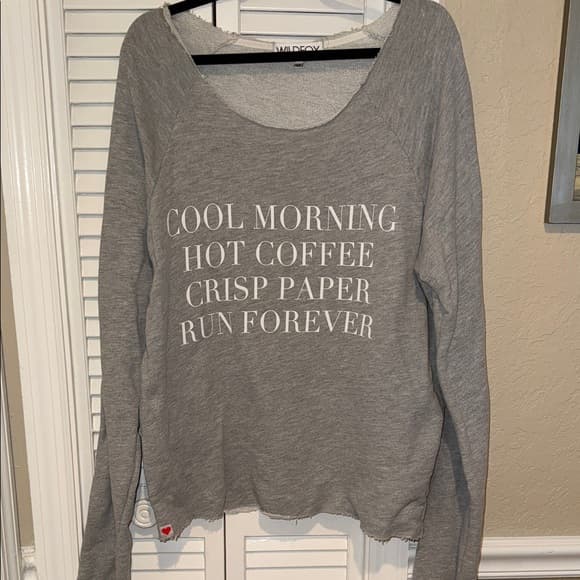 Wildfox Heather Gray Knit Top xs oversized - Thumbnail 5