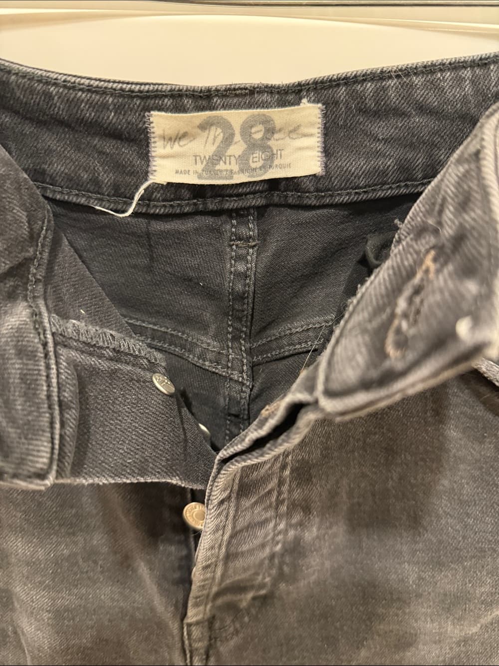 Free People High-Waist Button-Fly Jeans in Washed Black - Thumbnail 2