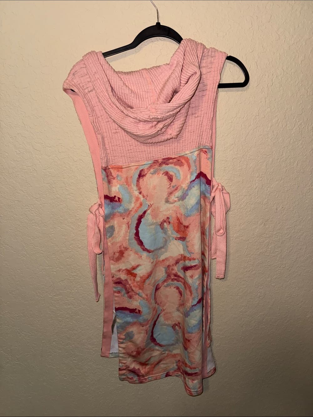 Free People Movement Pink Sleeveless Hoodie coverup with Watercolor Swirl Print - Thumbnail 2