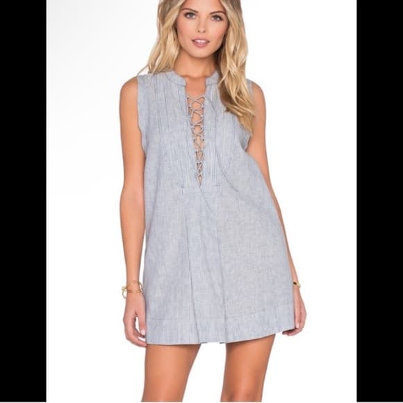 Free People Navy and White Striped Dress size small - Thumbnail 7