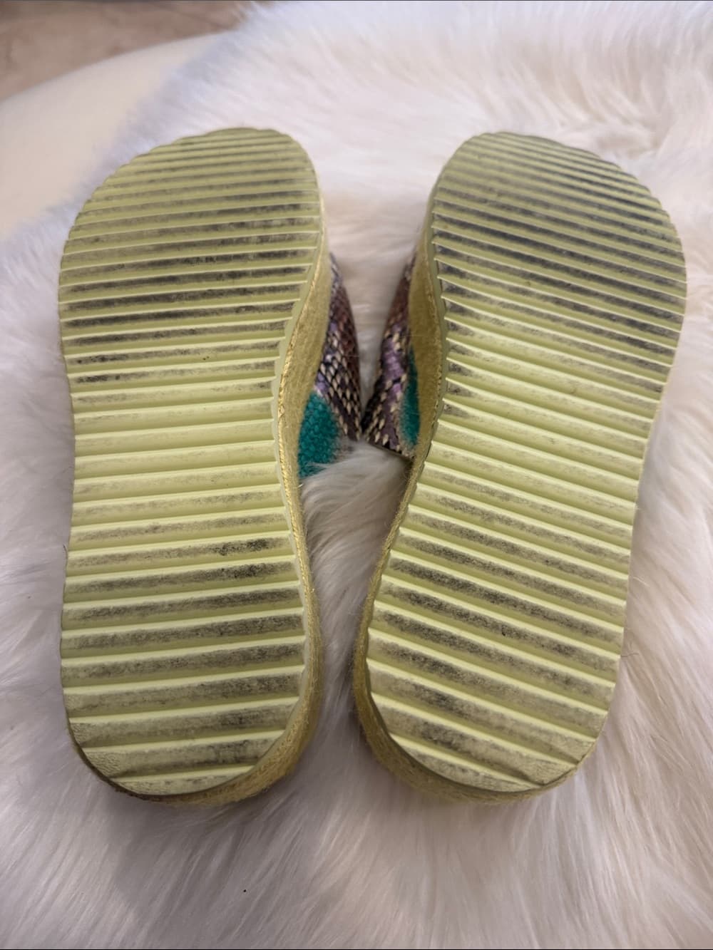 kate spade Neutral Snake-Print Slide Mules with Neon Lime Stripe - Thumbnail 3