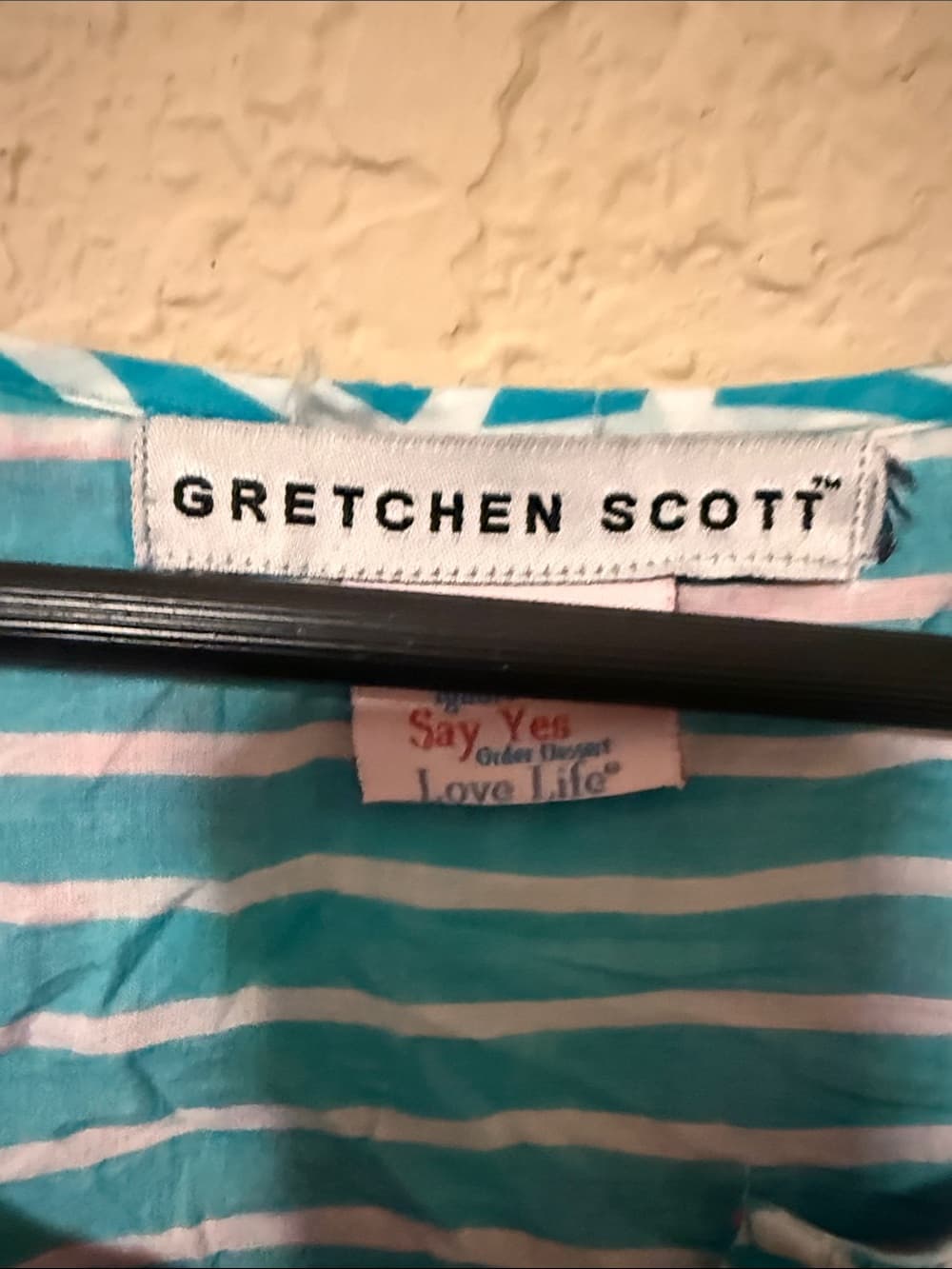 Gretchen Scott Designs Teal and White Striped Tunic