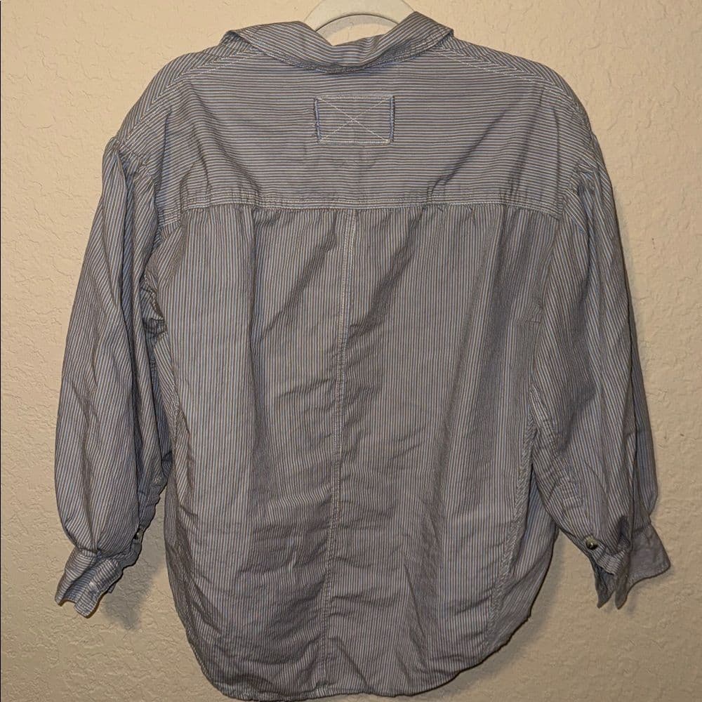 We The Free Bailey Blue Pinstripe Button Down Shirt medium - Thumbnail 2