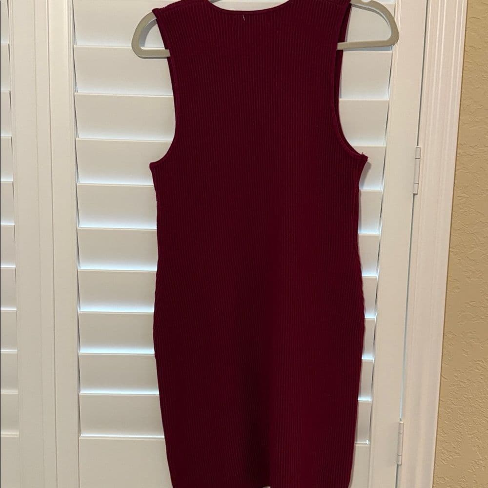 House of Harlow 1960 Deep Red Burgundy Ribbed Mini Dress xs - Thumbnail 2