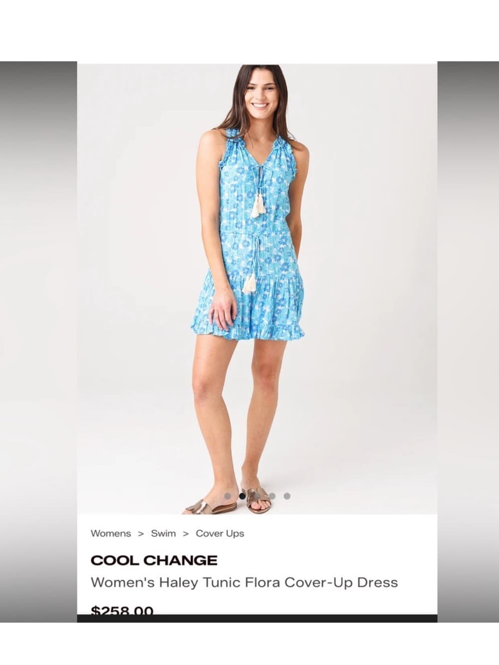 Coolchange Floral Blue Cotton Sundress - XS - Thumbnail 4