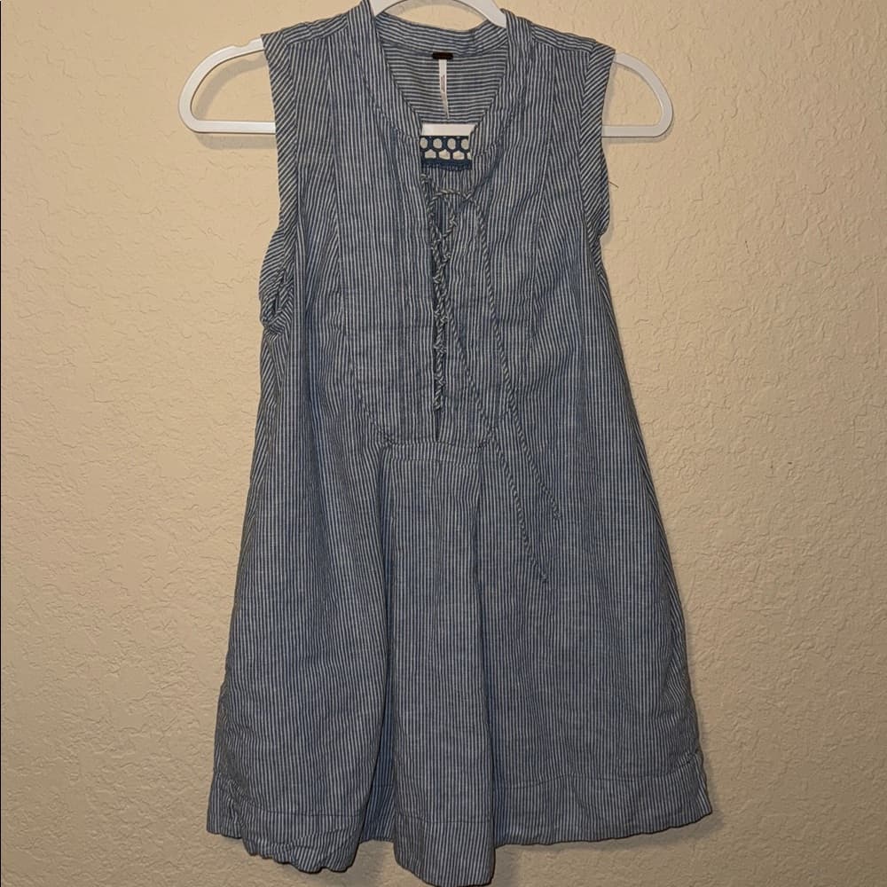 Free People Navy and White Striped Dress size small - Thumbnail 2