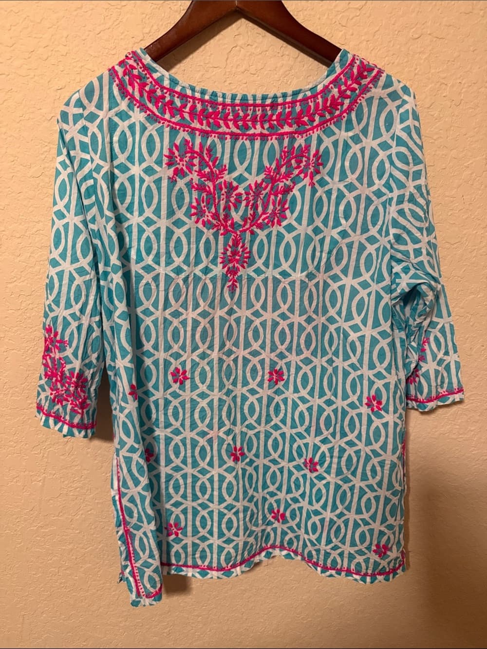 Gretchen Scott Designs Teal and White Striped Tunic - Thumbnail 2