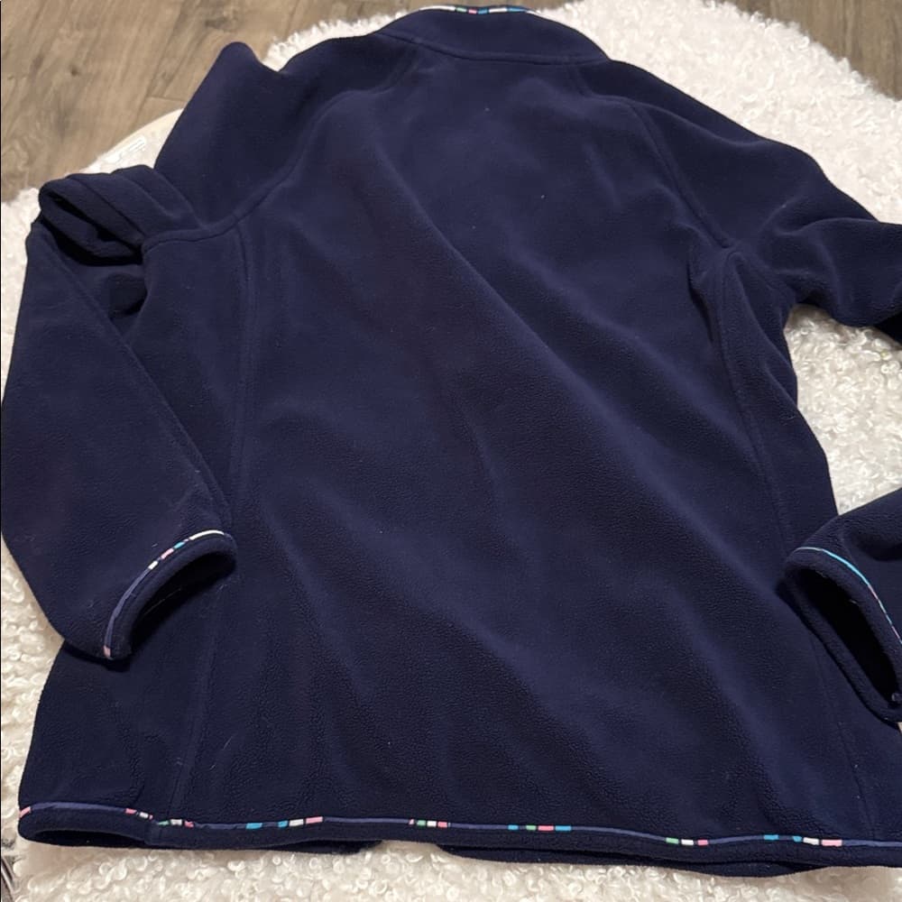 Lilly Pulitzer Navy Fleece Jacket with Pink Accents Size Medium - Thumbnail 3