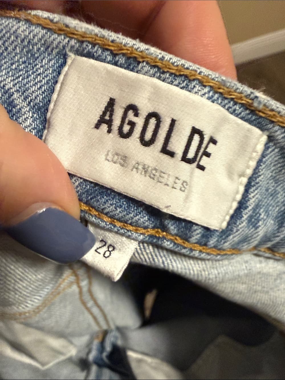 Agolde Light Blue Straight-Leg Jeans with Frayed Hem 28 - Thumbnail 2
