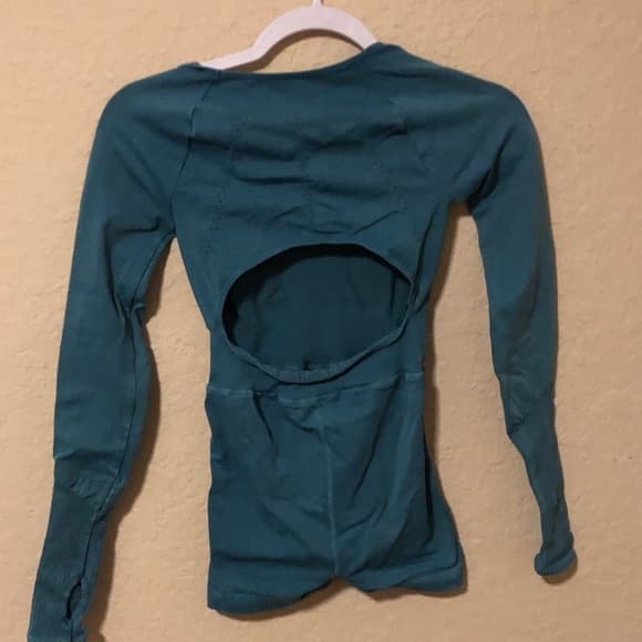 Free People Teal Open-Back Long-Sleeve onesie xs/small - Thumbnail 4