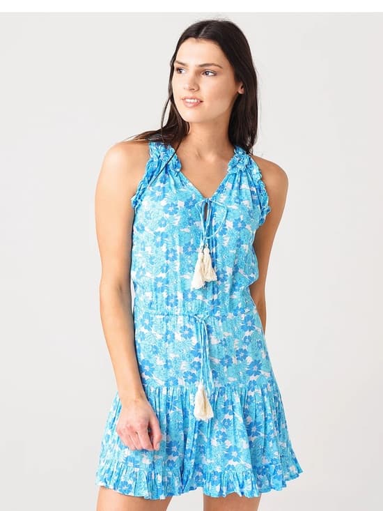 Coolchange Floral Blue Cotton Sundress - XS - Thumbnail 6
