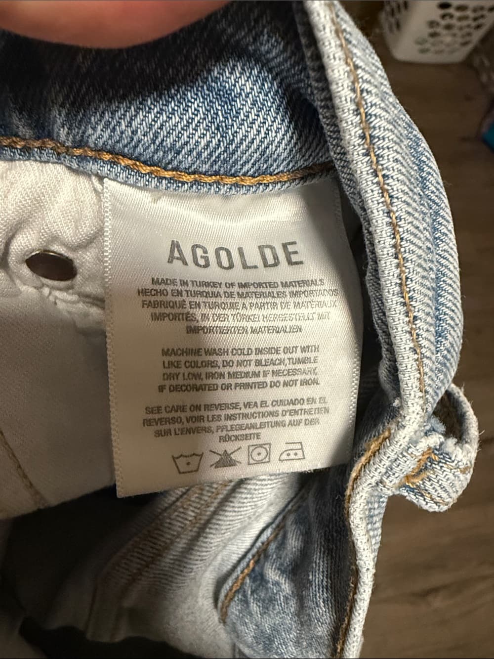 Agolde Light Blue Straight-Leg Jeans with Frayed Hem 28 - Thumbnail 3