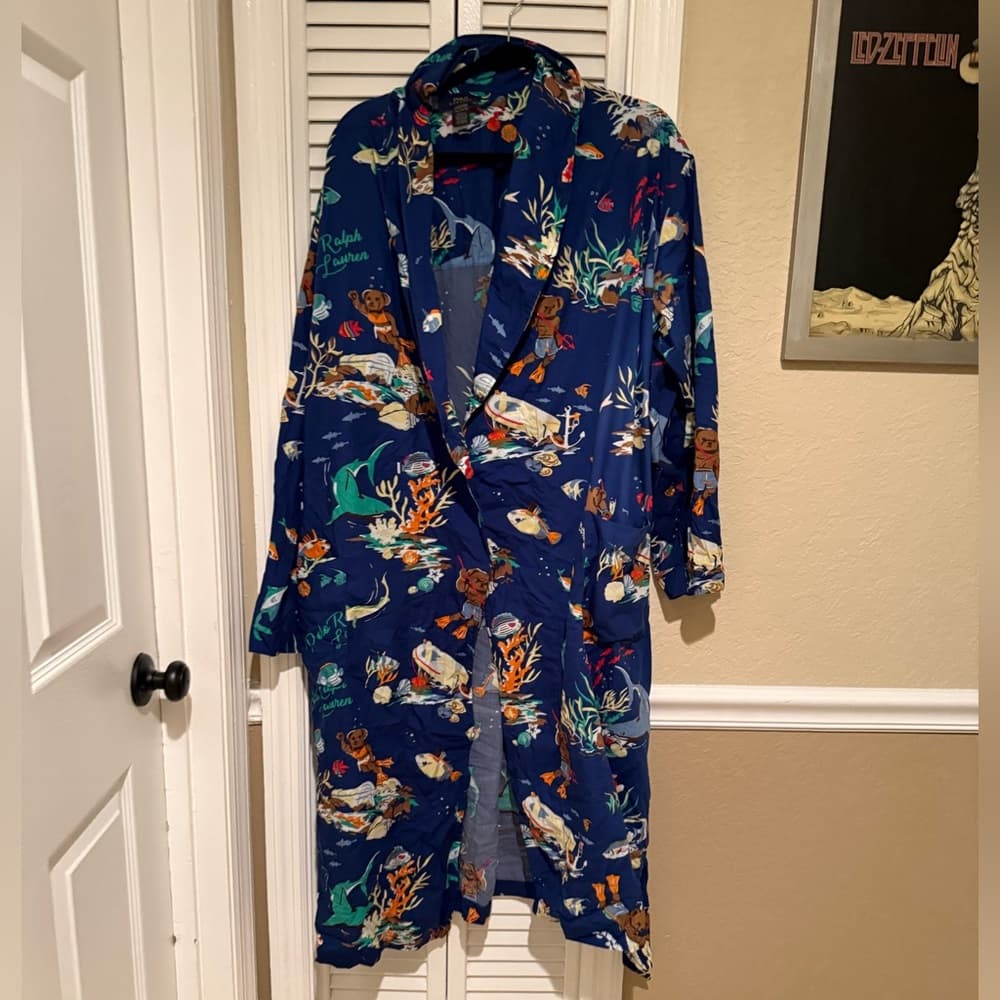Polo by Ralph Lauren Blue Regatta Leagues robe small/medium bear - Thumbnail 3