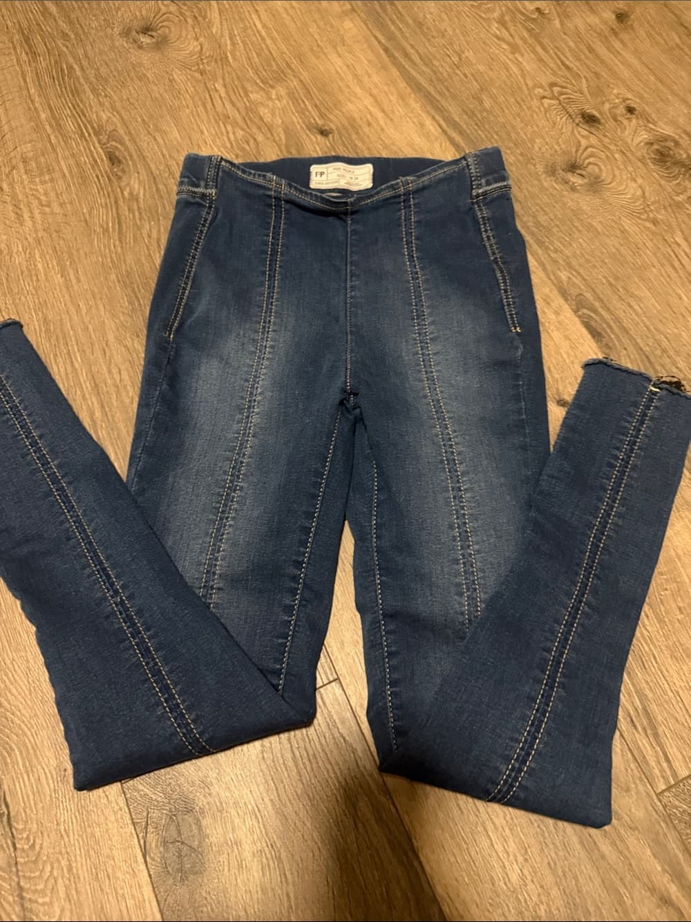 Free People Dark Blue Stretch Denim Jeggings - Thumbnail 2