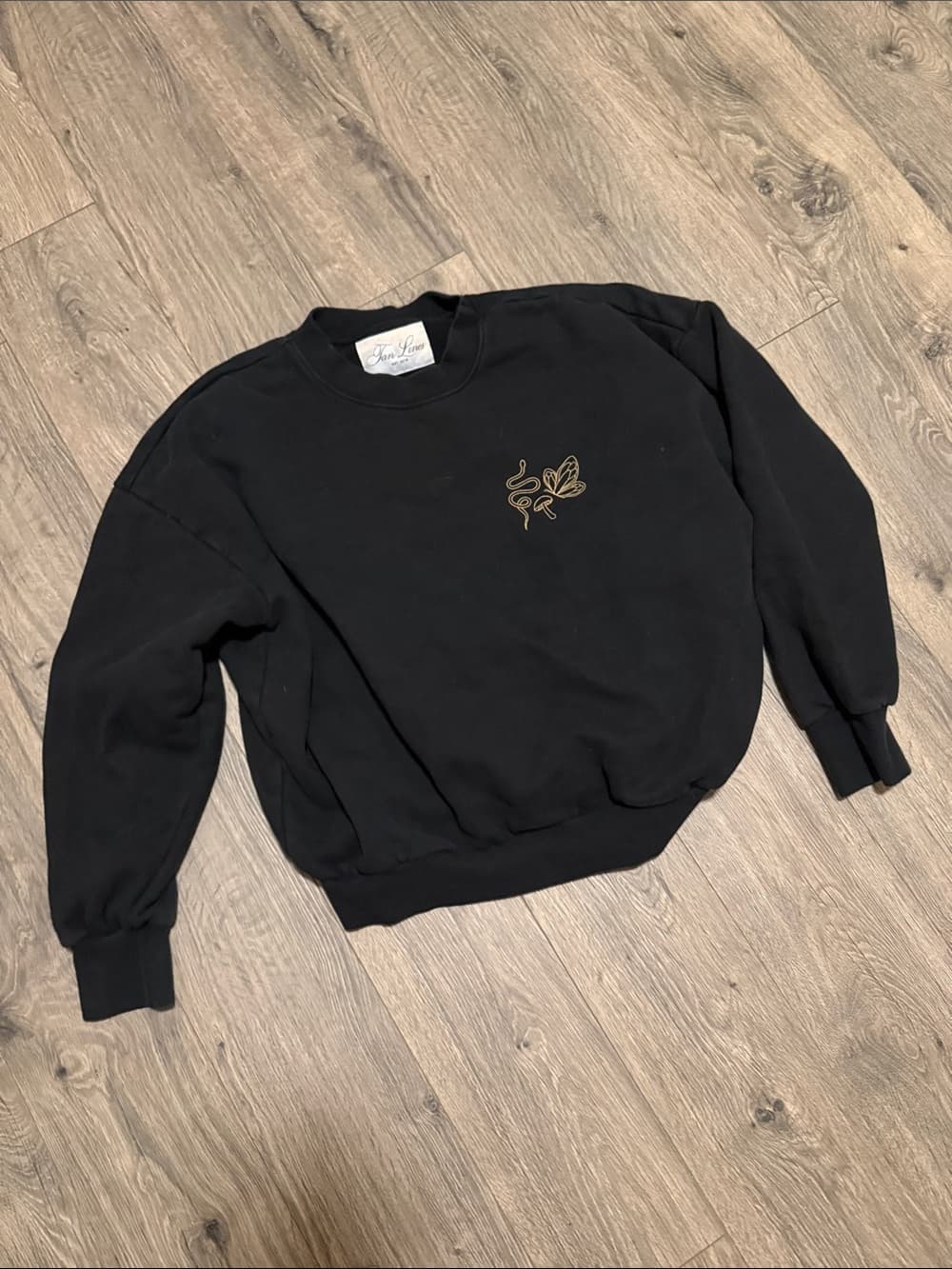 Tan Lines Black Crewneck Sweatshirt Forever Chasing Sunsets & Tequila medium