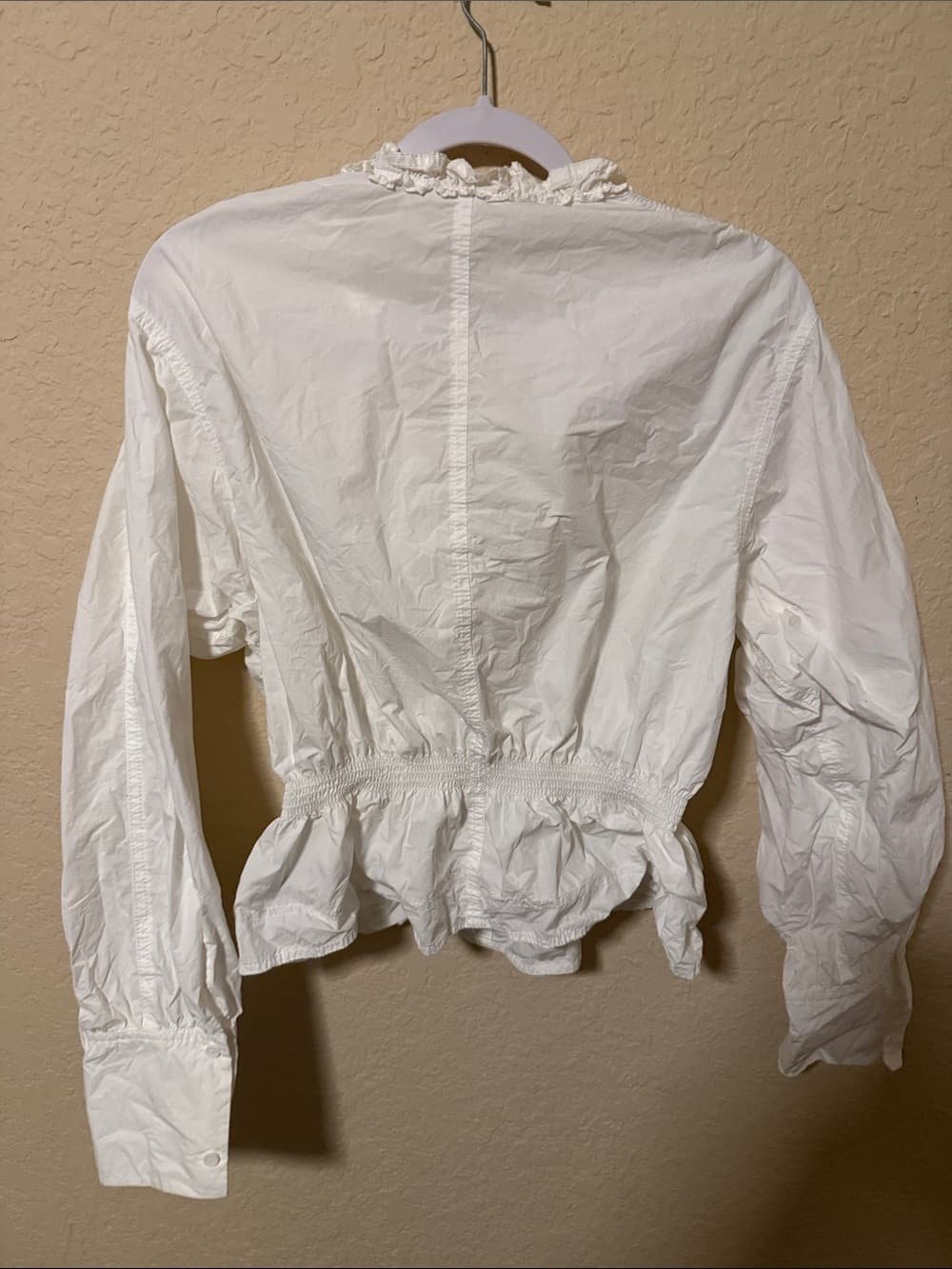 Women's White Ruffled Tie-Neck Blouse xl - Thumbnail 2