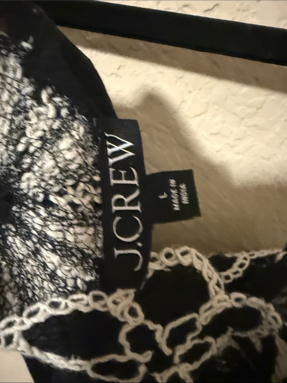 J. Crew Black Camisole with White Lace Floral Trim nwt large - Thumbnail 2